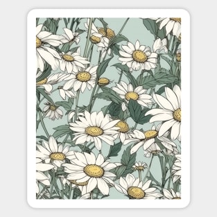 Shasta Daisy Flower Pattern - Wildflower Illustration Magnet